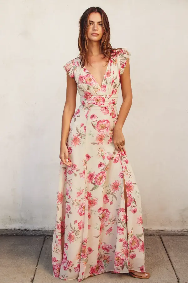Floral Chiffon Maxi Dress