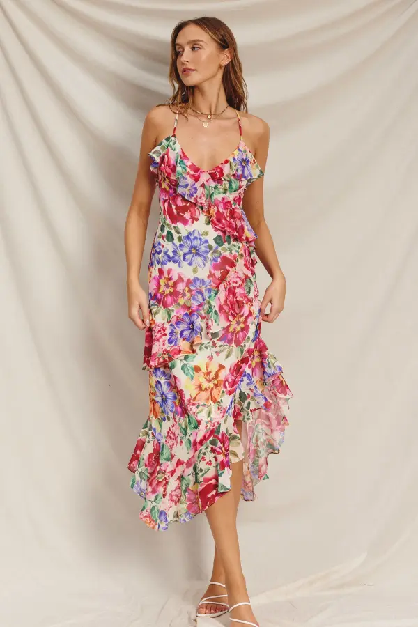 Floral Ruffle Maxi Dress