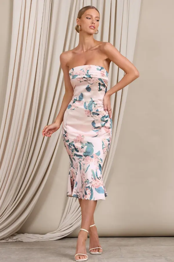 Floral Satin Dress Outfit