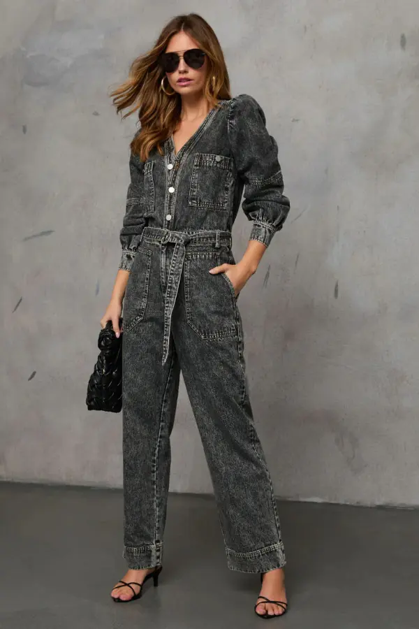 Grey Denim Jumpsuit