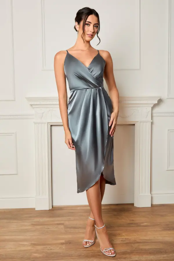 Grey Satin Dress Outfit