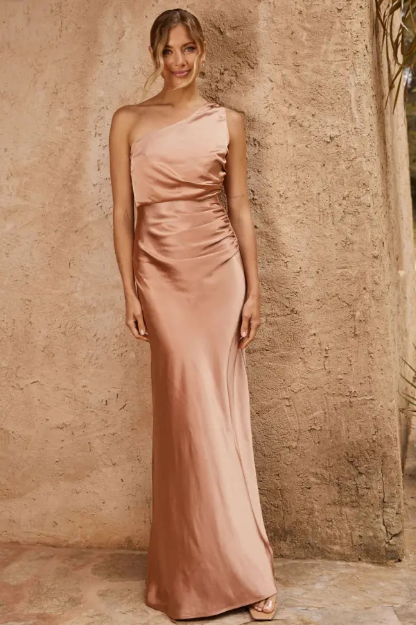 Peach Satin Dress