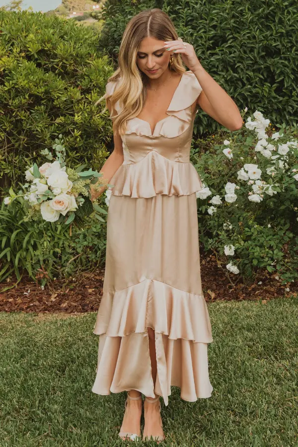 Ruffle Satin Dress