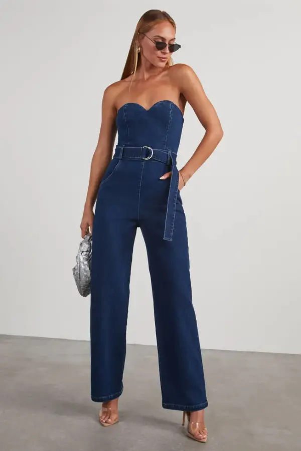 Strapless Denim Jumpsuit
