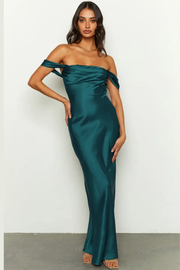 Teal Satin Dress