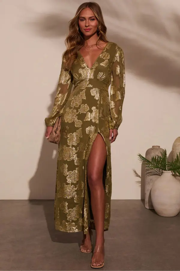 Floral Maxi Dress With Sleeves