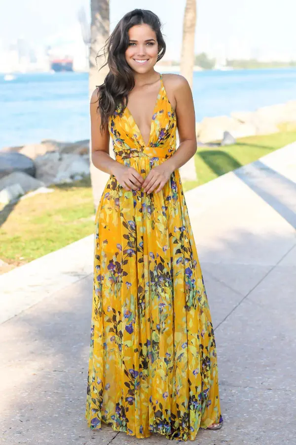 Yellow Floral Maxi Dress