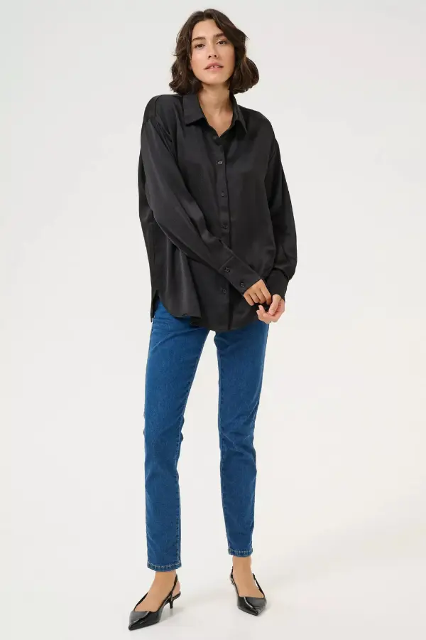 Black Shirt Denim Jeans Outfit
