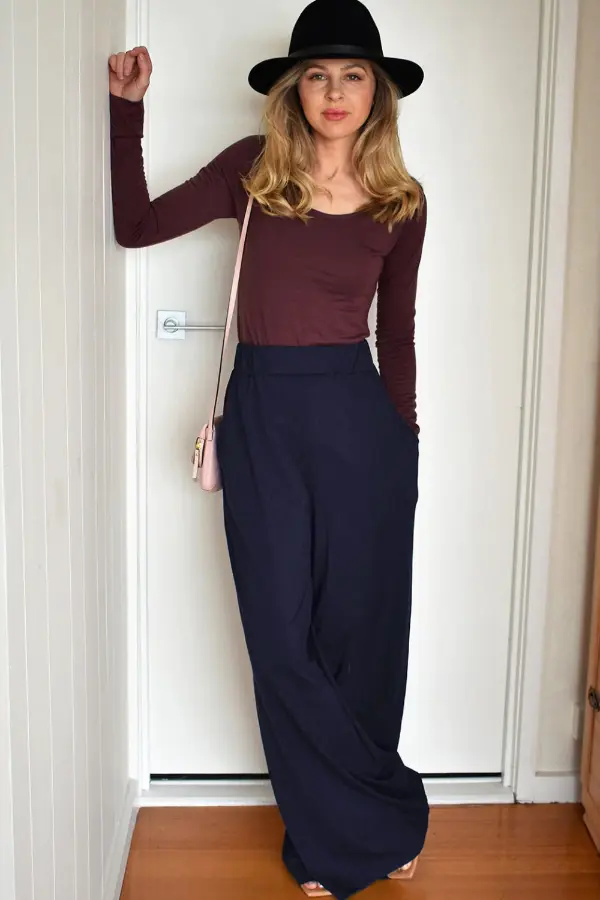 Navy Blue Wide Leg Pants