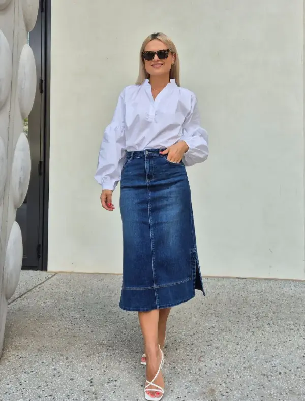 What to Pair With Denim Skirt