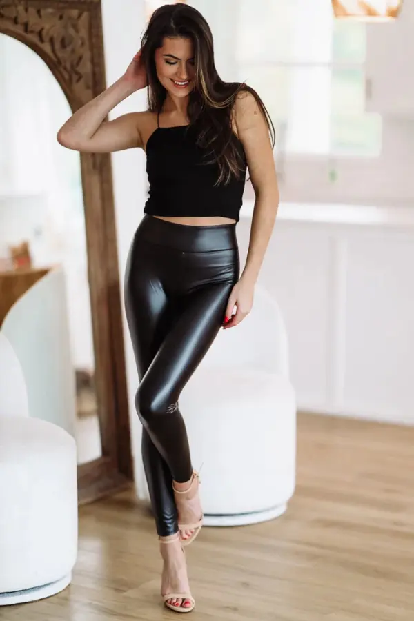 Vegan Leather Leggings Outfit