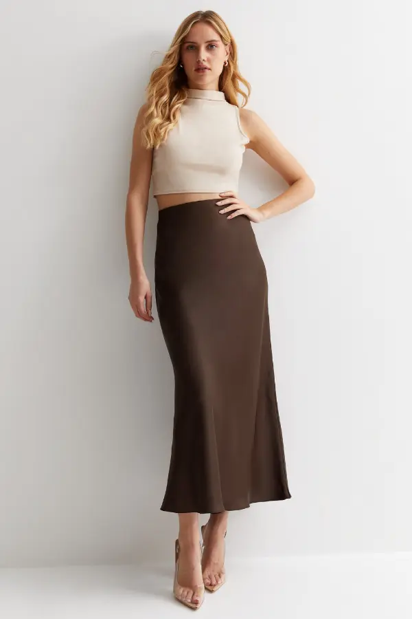 Brown Satin Skirt