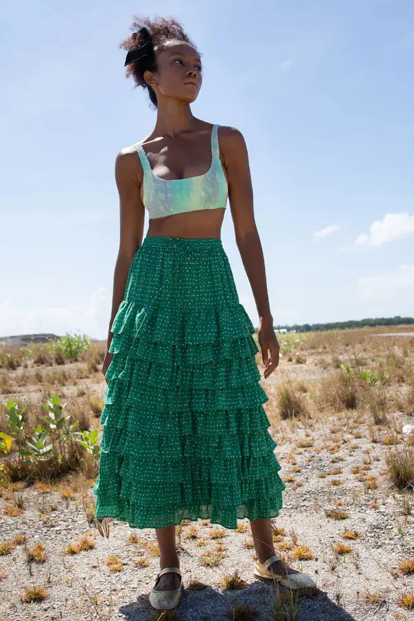 Green Ruffle Skirt