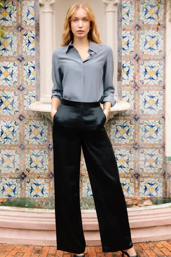 Grey Silk Blouse