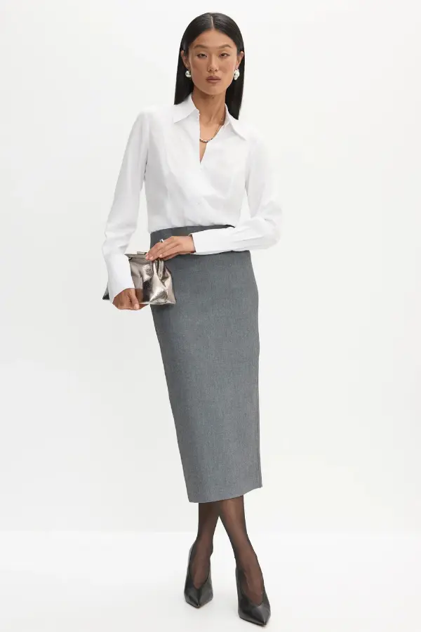 Pencil Skirt Blouse Outfit