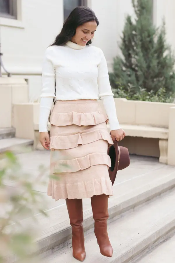 Ruffle Skirt With Sweater