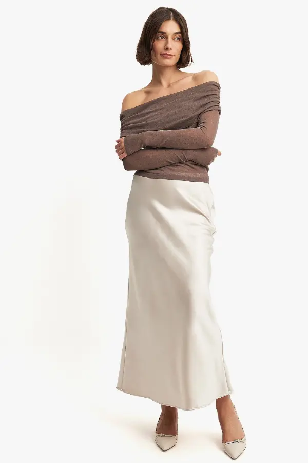 Satin Skirt Holiday Outfit