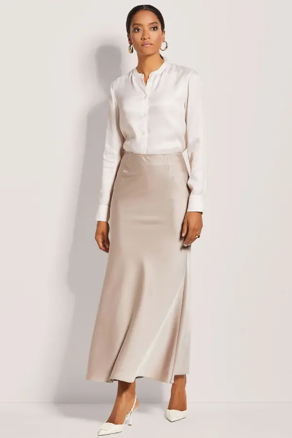 Satin Skirt Office Outfit