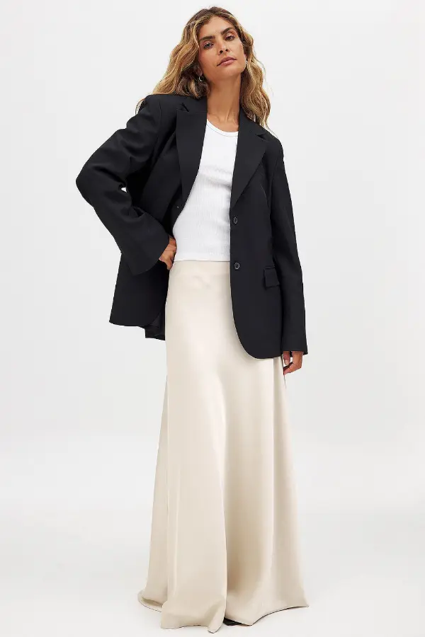 Satin Skirt Work Outfit