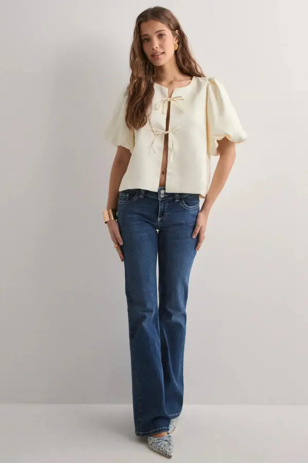Satin Blouse and Jeans Outfit