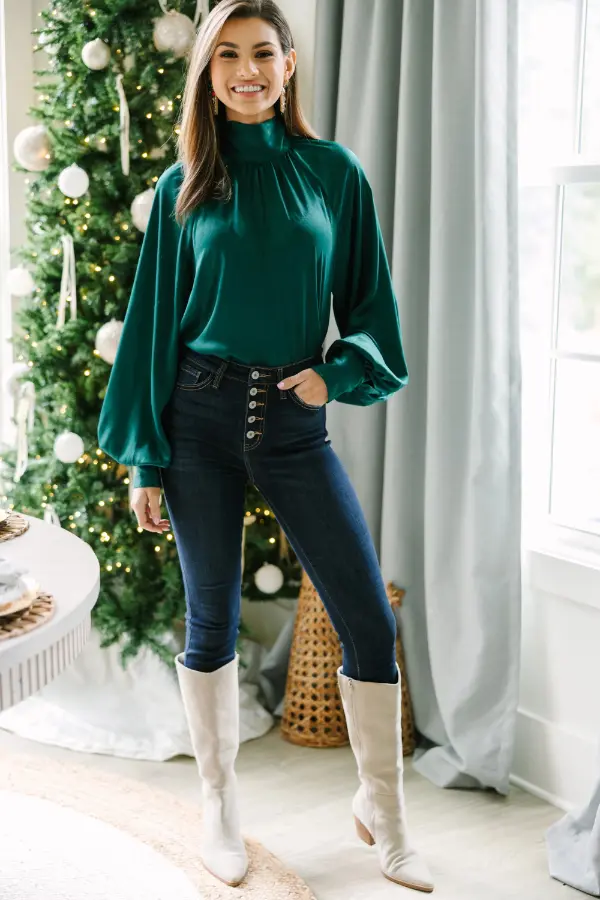 Green Satin Blouse Outfit