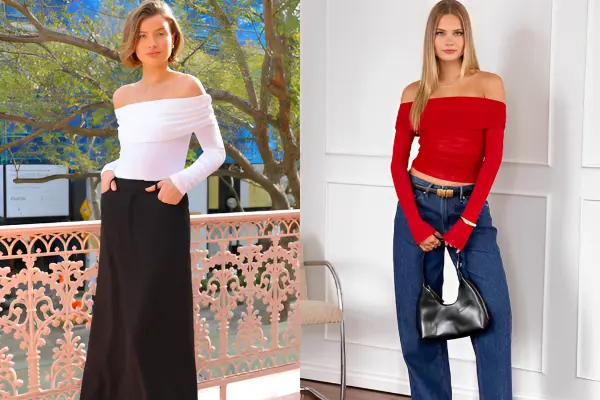 bra and off-shoulder tops