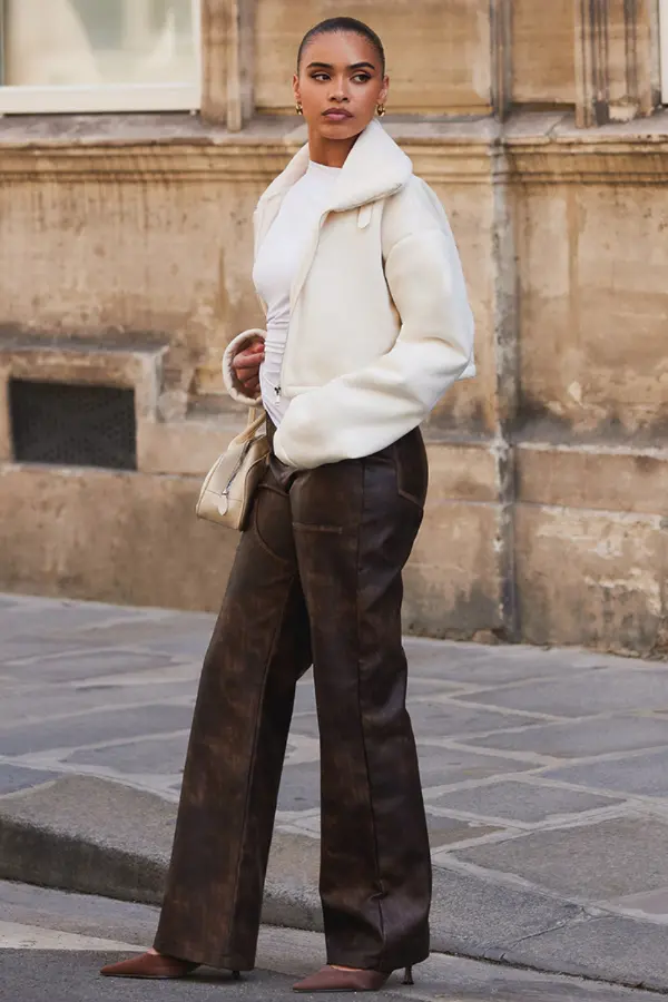 Brown Leather Pants Outfits