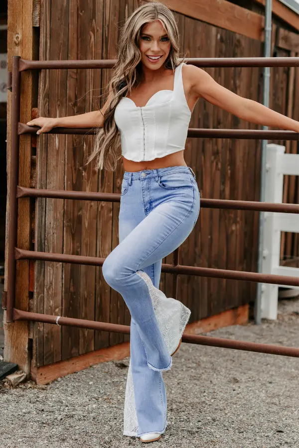 Jeans With Lace on The Side