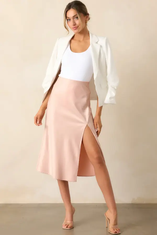 Pink Satin Skirt Outfits