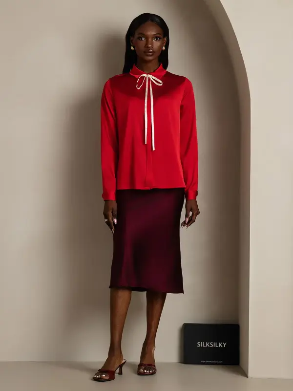 Red Silk Blouse