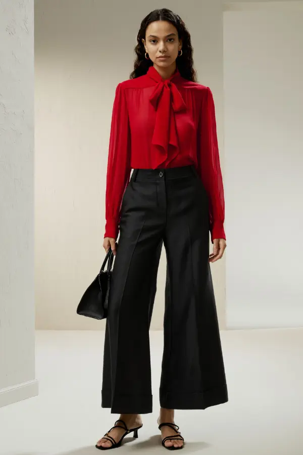 Red Silk Blouse Outfits