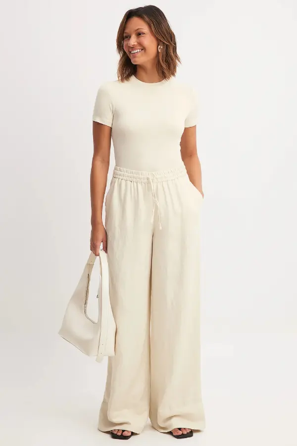 Beige Linen Pants