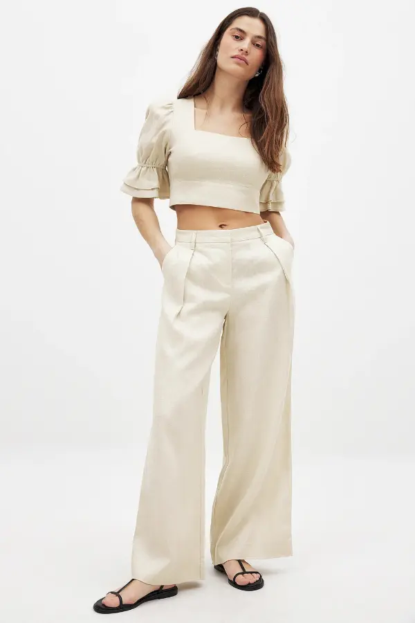 Beige Linen Pants