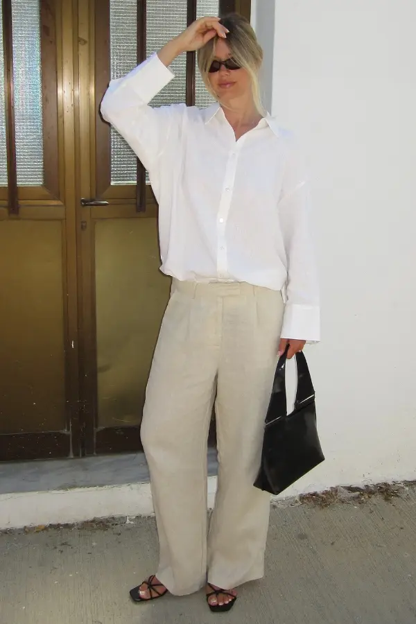 Beige Linen Pants