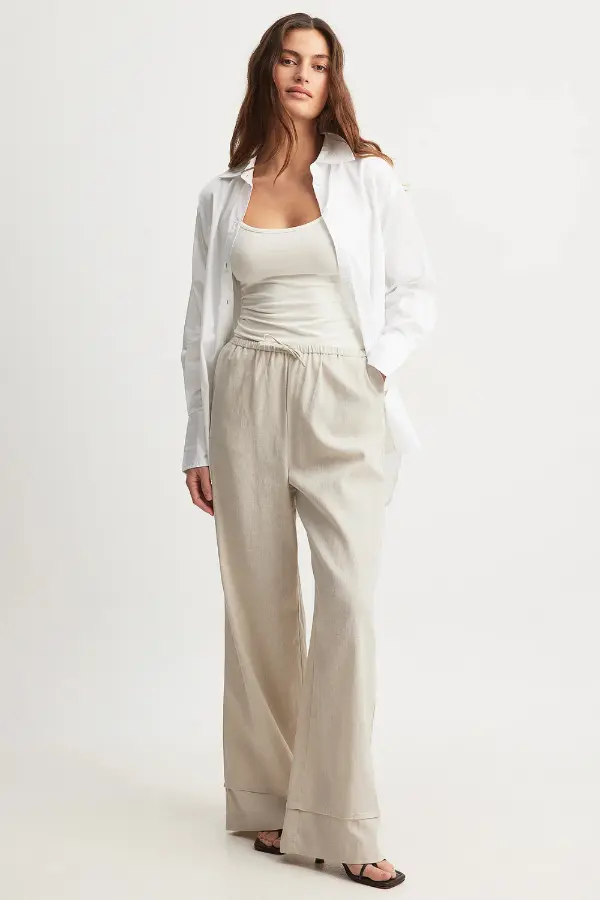Beige Linen Pants Outfit