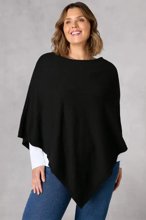 Black Poncho Outfits For Women