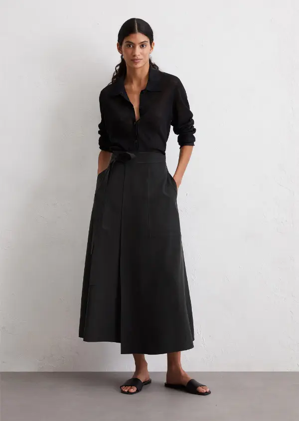 Black Wrap Skirt Outfit
