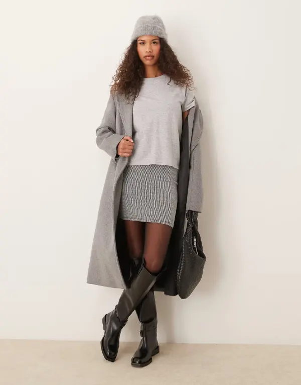 Grey Mini Skirt Outfit Winter