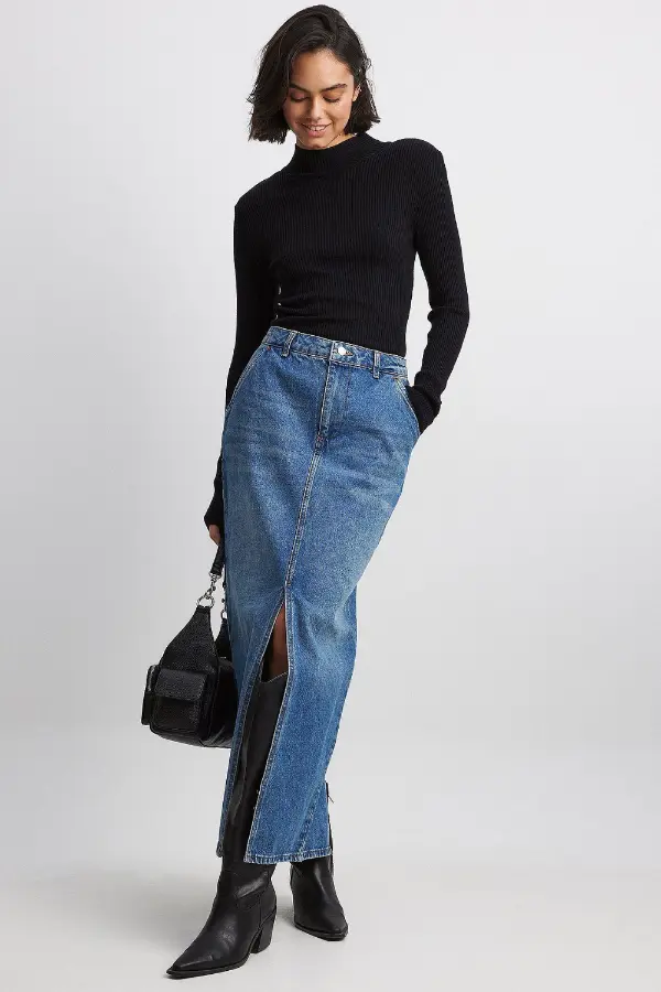 Maxi Denim Skirt Outfit