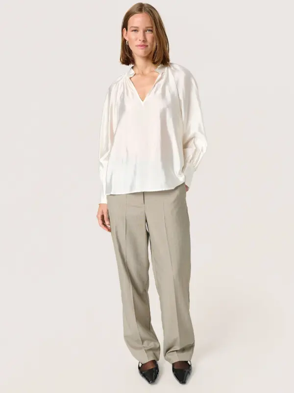 White Satin Blouse Outfit Ideas