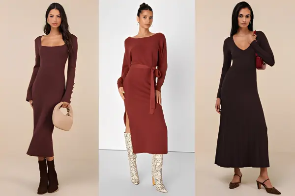 Brown Sweater Dress Outfit Ideas