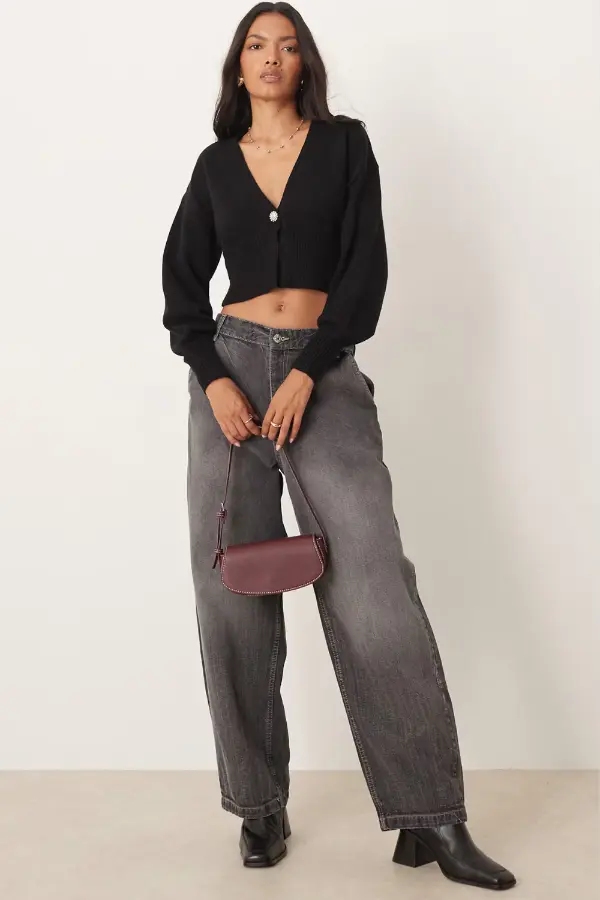 Cropped Black Cardigan Outfit