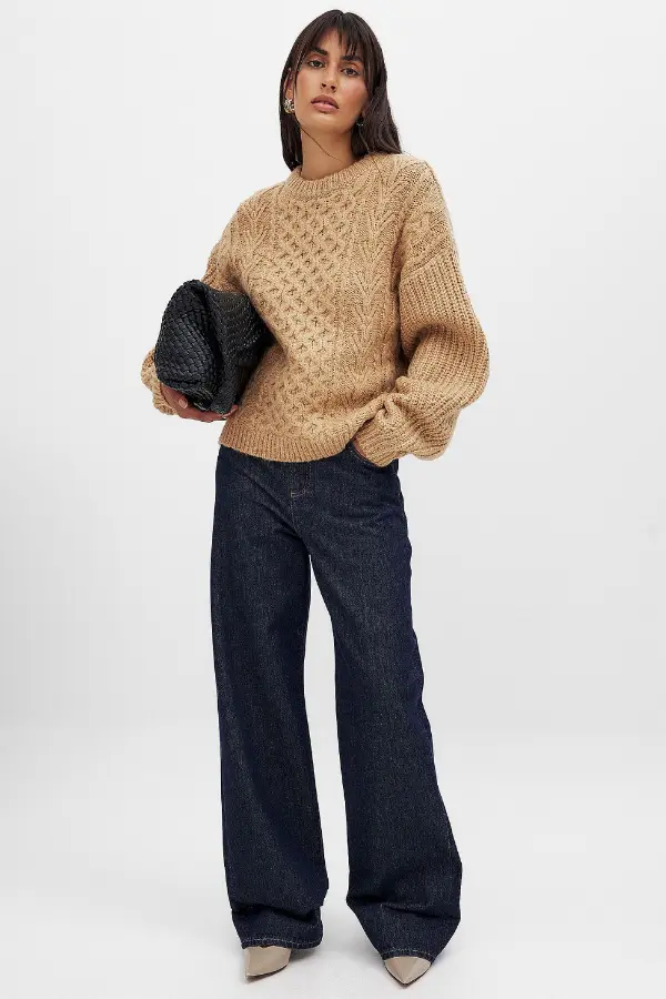 Beige Knit Sweater Outfit