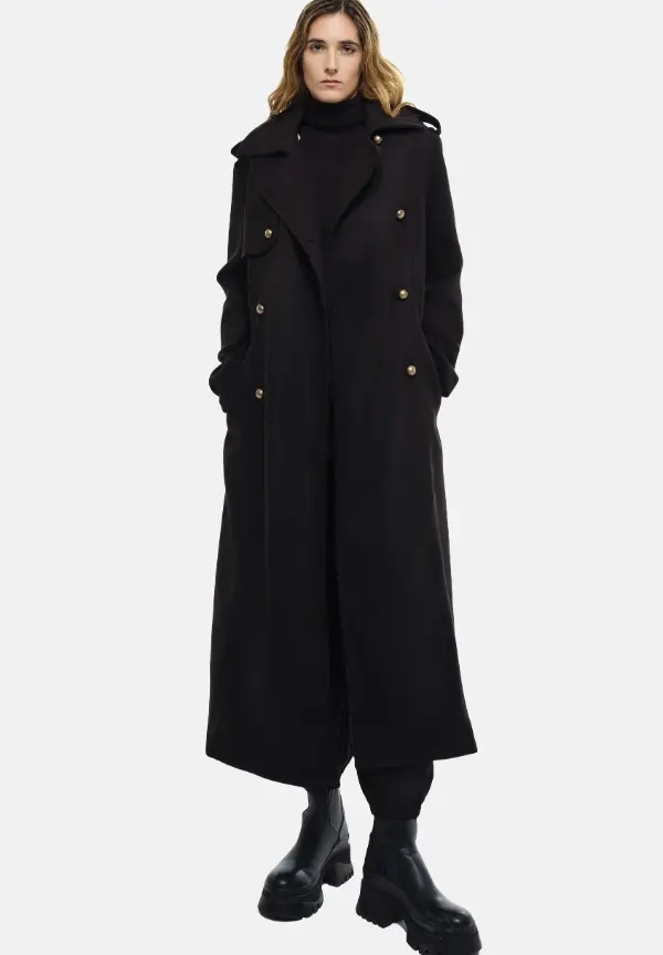 Black Trench Coat Outfit Winter