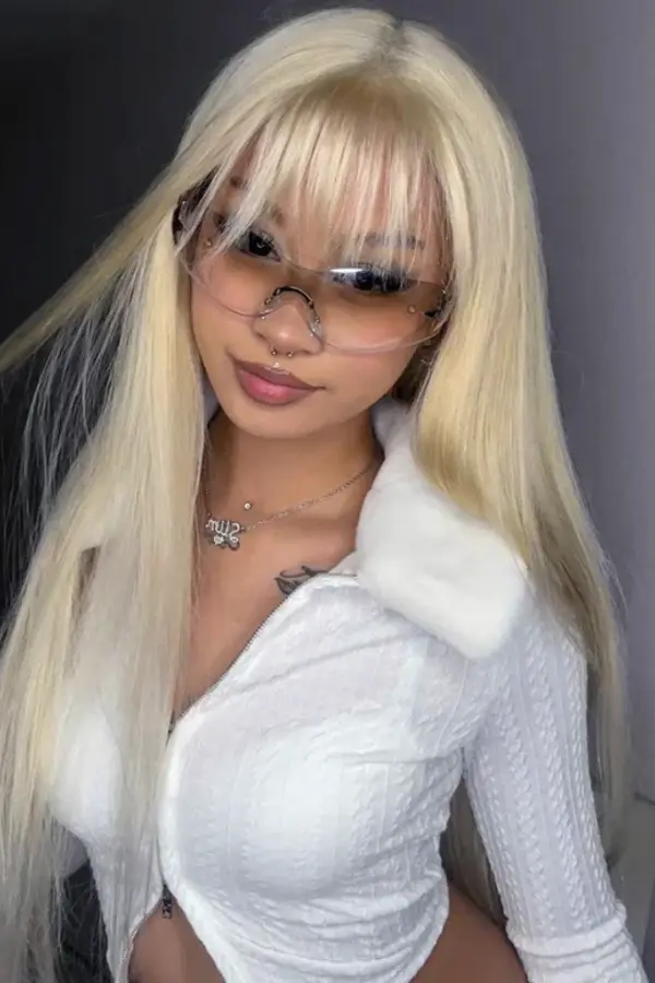 Blonde Human Hair Wig With Bangs