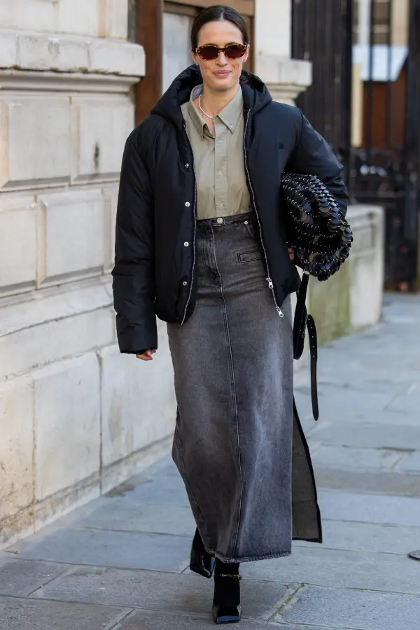 Denim Skirt Outfit Winter