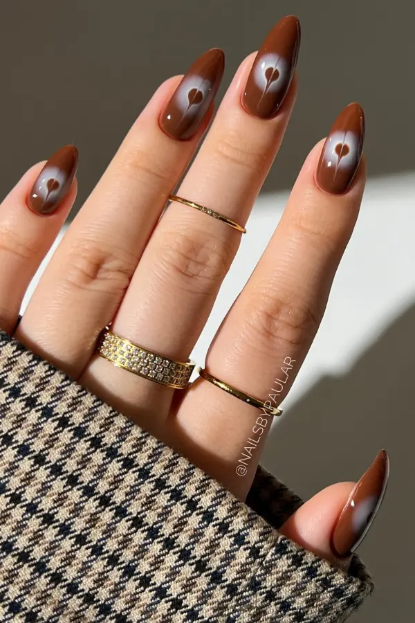 Brown Nails With Design