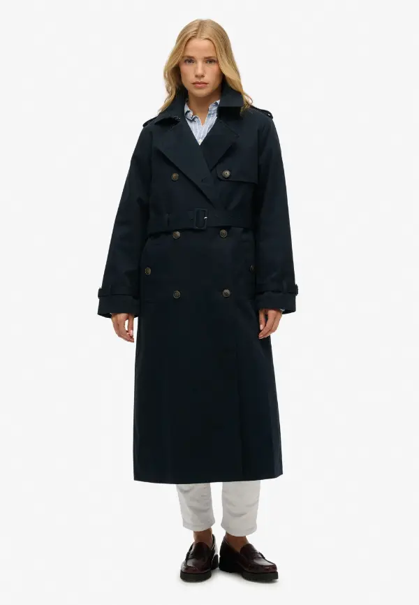 Navy Blue Trench Coat Outfit Winter