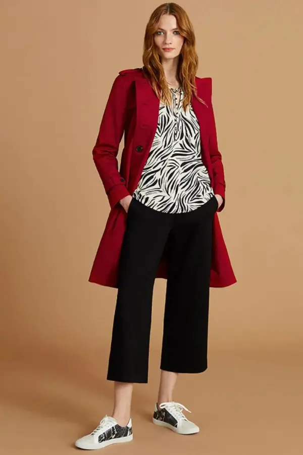 Red Trench Coat Outfit Casual