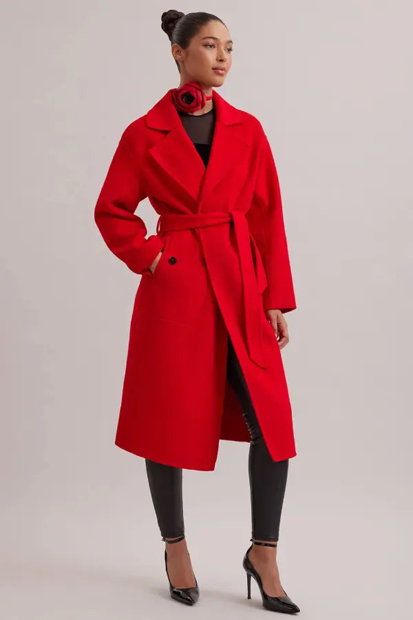 Red Trench Coat Outfit
